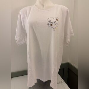 White Graphic T-Shirt with Bee Design